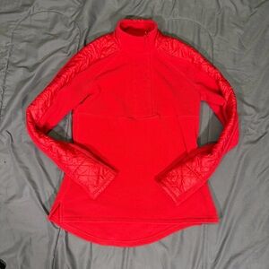 Athleta Vortex Fleece Half-Zip Pullover Quilted Medium Red Water Resistant $118